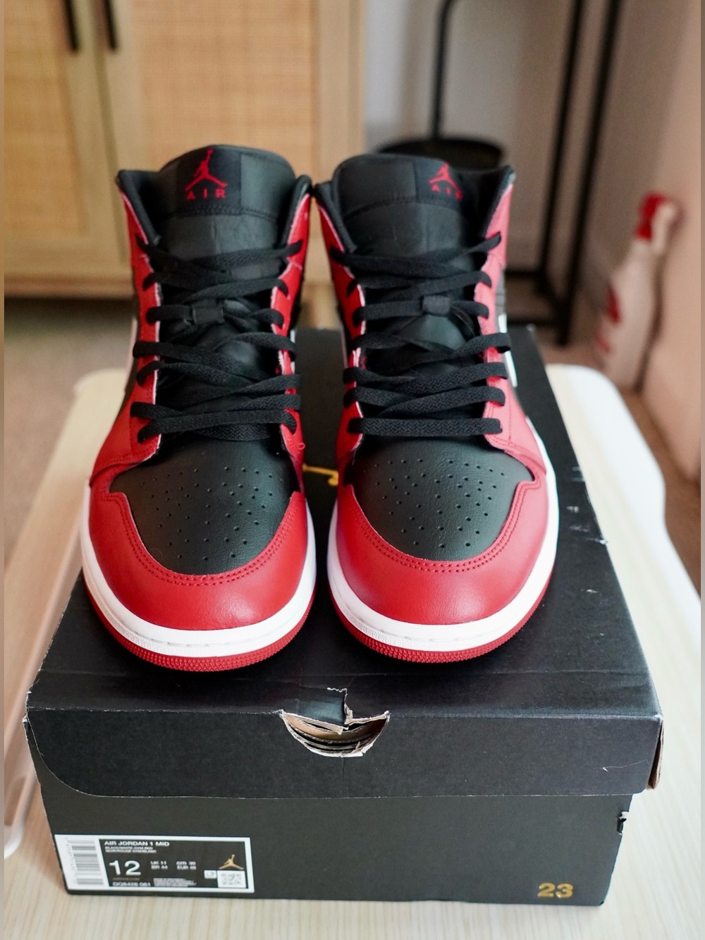 Jordan Air Retro High Top Sneakers Red and Black
